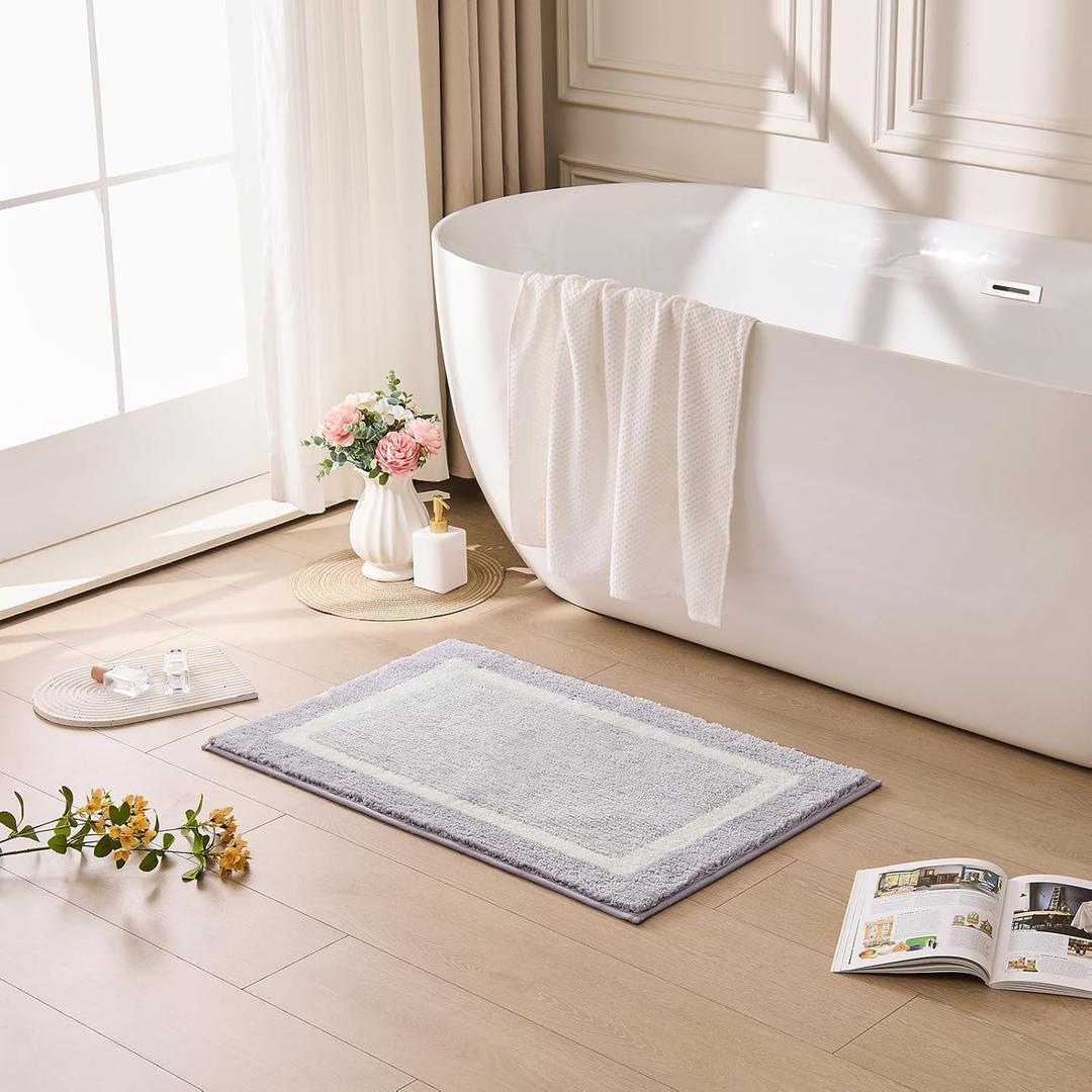 CozeCube Bath mats for Bathroom Non Slip, Fluffy Absorbent Microfiber Bath mat Washable, Aesthetic Bathroom Rugs, Cute Purple Bath mat, Lavender, 32" x 20" (2'8" x 1'8" (Rectangular))