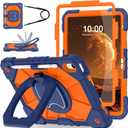 WESOROL Case for iPad (A16) 11th/10th Generation 2025/2022 with Screen Protector Rotating Stand Pencil Holder Shoulder Strap Heavy Duty Shockproof Cover for iPad 10th Gen Case Kids,Navy Orange