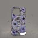 SCORPIFY for iPhone 16 Pro Case [Compatible with MagSafe] with Purple Anemone Floral Design, Cute Clear Flower Phone Magnetic Cover for Women Girls, Slim Bumper with Gold Accents