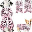 SlowTon Recovery Suit for Dogs - Dog Surgery Suit Female Spay Male Neuter, Dog Surgery Recovery Suit with Zipper, Pet Surgical Onesies Bodysuit Abdominal Wound Bandages (Pink Leopard, S)