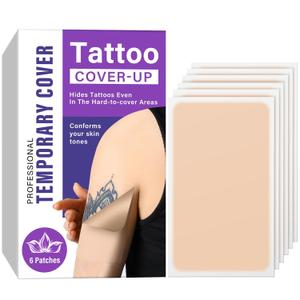 Tattoo Cover Up Tape, Invisible Waterproof Skin Tone Concealer Sticker for Covering Up Scars Tattoos,6Pcs