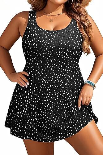 yonique black polkadot swimsuit (20W)
