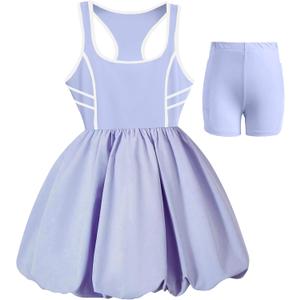 Girls Dress Sleeveless Tennis Dress Bubble Tank Dress Summer Casual Sundress Golf Sports with Shorts Pockets (12-13 Years, Blue)
