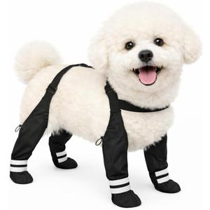 Suspender Boots for Small Dogs, Tiny Dog Boots Anti-Slip & Fall Waterproof Puppy Shoes Leggings, Adjustable Paws Protector for Small Breed Dogs Winter Snow Rain Hiking (XS)