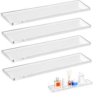 LILXIU 4 PCS 13.25 Inch Medicine Cabinet Shelves Acrylic Medicine Cabinet Shelf Replacement for Living Room Bathroom Kitchen Wall Mounted and Hanging Cabinets