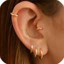 925 Sterling Silver Small Gold Hoop Earrings for Women Men,18K Gold Plated Hinge Huggie Hoop Earrings fit Cartilage, Helix, Tragus, Sung, Earlobe Lightweight Hypoallergenic Earrings (1 Pair - 7mm)