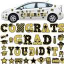 Gilprop 37 Pcs Graduation Car Magnets Decorations Graduation Cruise Door Magnets, Class of 2026 Car Stickers Congrats Grad Magnetic Sticker for Carnival Party Garage Fridge(Multiple Size,Black Gold)