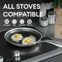 COOKER KING 8-Inch Stainless Steel Pan, Hybrid Nonstick Frying Pan, Skillet, 3-Ply Clad Cookware, Even Heat Distribution, Dishwasher & Oven Safe, with Stay-Cool Handle, Induction Compatible