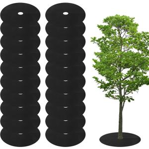 39 Inch Weed Barrier Mats Non Woven Tree Mulch Ring Tree Protectors Weed Mat for Garden Used to inhibit Weed Growth and Landscape Weed Control - 20 Pack