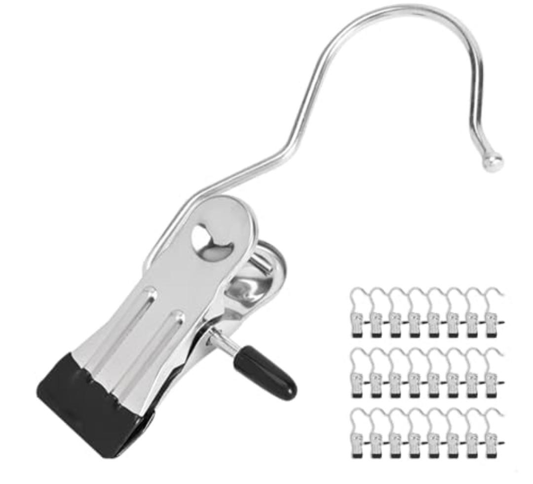 24 Pack Hanger Clips, Multi-Function Clip Hooks, Laundry Hanging Hooks Clips, Clothes Clips, Closet Hangers, Boot Clips, Sock Clips, Hat Clips, Glove Clips, Trouser Clips, Towel Pins