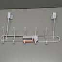 Spectrum Over the Door Organizer with Hooks for Hanging Coats Jackets Bags Totes & Towels, Easy Install Sturdy Steel Over Door Hook Rack Hanger for Bedroom Laundry Room Clost Storage, White