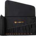 Wrench Roll, Wrench Roll Up Pouch, 13-Pocket Heavy Duty Canvas Wrench Organizer Bag for SAE Combination Wrenches, Portable Tool Roll Bag, Gifts for Men for Christmas(Black, 13+1 SAE)