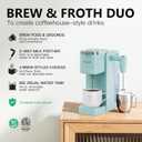 Tastyle Single Serve Coffee Maker with Built-in Detachable Milk Frother, Iced and Hot Coffee Machine for K Cup & Grounds, 40oz Removable Water Reservoir, 6 Cup Sizes, Fits 7.3" Travel Mug, Teal