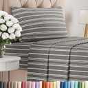 Twin Size 3 Piece Sheet Set - Comfy Breathable & Cooling Sheets - Hotel Luxury Bed Sheets for Women & Men - Deep Pockets, Easy-Fit, Soft and Wrinkle Free Sheets - Grey Stripes Oeko-Tex Bed Sheet Set
