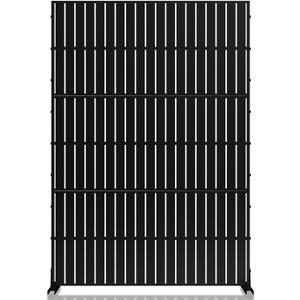 MTART Metal Privacy Screen 72" H x 47.2" Decorative Outdoor Privacy Screen Privacy Panel with Stand for Balcony Deck Patio Lawn Garden, Privacy Fence (Black-Vertical)