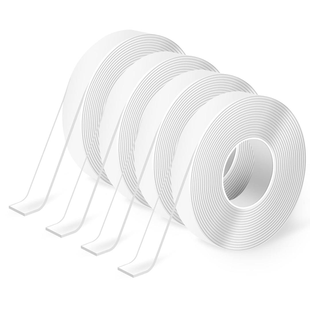 Art3d Double-Sided Tape (4-Roll of 10FT), Removable, Traceless, Washable, Reusable - Multipurpose Tape as Seen on TV (1/24" x 1/2" x 10', 4)