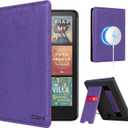 CoBak Stand Case for 7" Kindle Paperwhite 12th Gen 2024 and Kindle Colorsoft with Hand Strap - Compatible with iPhone MagSafe, for Samsung/Belkin/Anker Wireless Charging Pads, Durable, Auto Sleep Wake (*Purple)