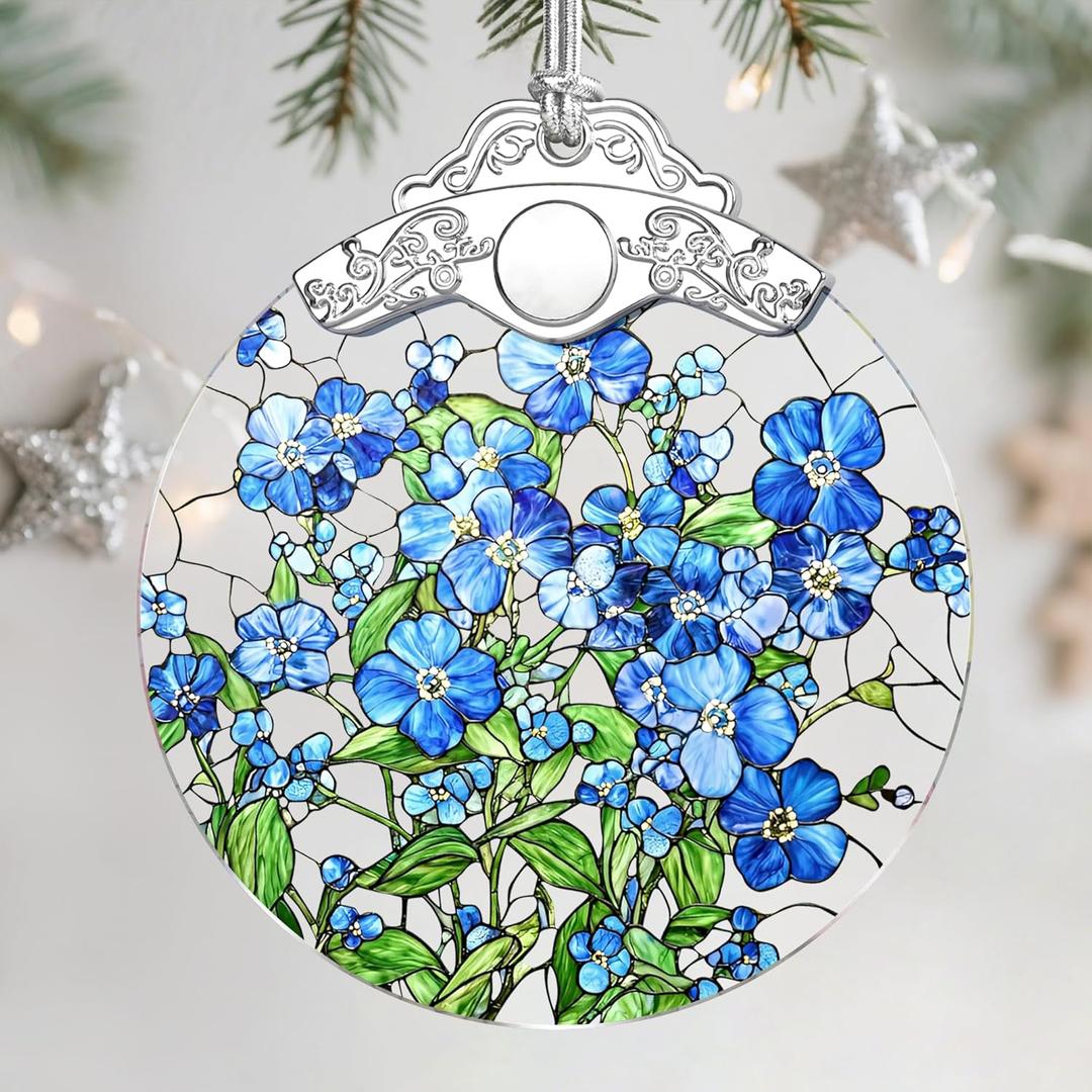 Christmas Ornaments: Stained Glass Ornament, Christmas Tree Ornament, Hanging Ornaments for Home Decor & Xmas Tree Decorations, Exquisite Holiday Decor, Gifts & Holiday Present - Forget-Me-Not