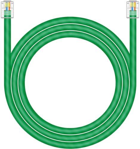 NECABLES CAT5E RJ11 Data Cable DSL Cable 15ft Heavy Duty High-Speed for DSL Modem UTP Compatible with ATT RJ11 6P4C Male to Male Green - 15 Feet