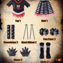 Cheerleader Costume for Girls Zombie Cheerleaders Outfit Kids Halloween Scary Bloody Dress Accessories Set (XS)