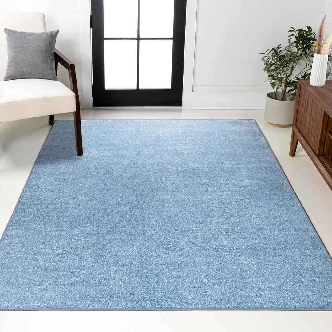 JONATHAN Y Haze Solid Low-Pile Classic Blue Indoor Area Rug 3x5, Coastal,Bohemian,Minimalist,Classic, Easy-Cleaning for Living Room,Bedroom,Kitchen,Pet Friendly,Non-Shedding (SEU100F-3), 2'11" x 5'