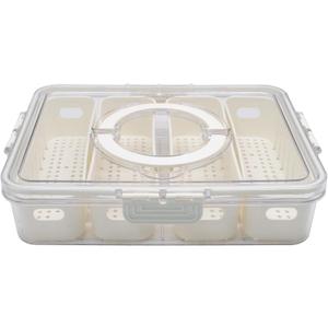 Divided Serving Tray with Lid and Handle, Snackle Box Container Charcuterie Boxes Clear Organizer for Fruits(4 Compartments)