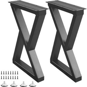 20 Inch Metal Coffee Table Legs for Desk, Benchs, Dining End & Side Table Legs - Heavy Duty- Thickened Material (H20 x W13, Z Shape) (Black)