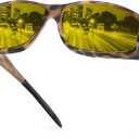 Night Driving Glasses Night Vision Glasses Fit Over Glasses Polarized Anti-Glare UV400 Gift for Men Women (Night Vision (Yellow Lens / Matte Beige Tortoise Frame))