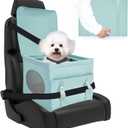 Dog Travel Seat, Pet Booster Seat for Small Dogs with Safety Tether Leash, Machine Washable, Durable and Keeps Shape, Breathable Mesh Sides, Storage Pocket in Front, Fits Car Truck SUV, Green