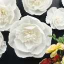 Letjolt White Paper Flowers Decorations for Wall 3D Artificial Flowers Home Decor Wedding Garlands Baby Shower Bridal Shower (Set 6)