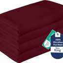 Royale Linens 2 Pack Bulk Flat Sheet Set - Top Sheets - Soft 1800 Microfiber - Wrinkle & Stain Resistant - for Hotel, Massage Table, Hospital, Dorm - King Flat Sheet Sold Separately (King, Burgundy)
