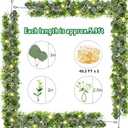 8Pcs Eucalyptus Garland with Lights, Greenery Garland, Green Garland with Flowers, 5.9FT Artificial Faux Eucalyptus Leaves Vines for Table Mantle Home Wedding Party Indoor Outdoor Decor2 Long Lights