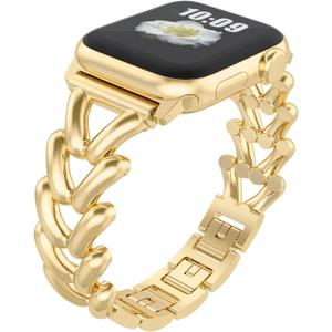 Yncamoo Slim Band Compatible with Apple Watch 38mm 40mm 41mm SE Series 9 8 7 6 5 4 3 2 1, Women Adjustable Replacement Bracelet, Jewelry Metal Strap [38/ 40/ 41mm-AGold]