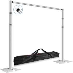 FUDESY Pipe and Drape Stand Kit, 10x10ft Heavy Duty Adjustable Metal Backdrop Frame for Photography, Wedding Parties, Decoration (Silver)