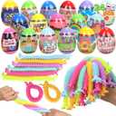 VOMAOK 24Pack Easter Eggs with Stretchy Strings Toy Inside,Prefilled Easter Eggs for Boys Girls Kids, Easter Basket Stuffers,Party Favors,Egg Hunts