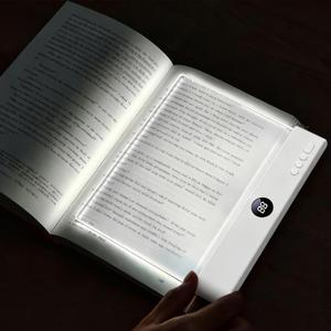 Flat Book Light, Rechargeable Clear LED Flat Reading Light with 3 Colors & Timer, Dimmable Panel Plate Book Lamp Full Page Light, Eye Protection, Book Lights for Reading at Night (Pink)