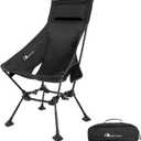 MOON LENCE High Back Folding Camping Chairs, Comfy Head Support, 5 Modes Choice, Portable Lightweight, Beach Lawn Camp Chair, with Height-Adjustable Legs & Anti-Sinking Feet