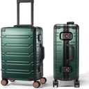 UrbanExplorer All Aluminum 24 Inch Check In Luggage Hard Shell Suitcases with Spinner Wheels and TSA Lock, Large Zipperless Luggage for Travel, Dark Green