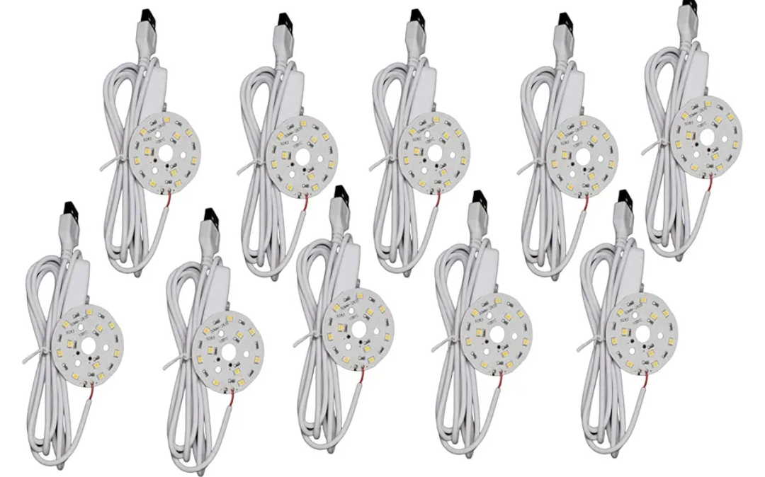 3D Printed Parts -10 PCS DIY LED Lamp Sheets: Only lamp Sheets, no 3D Printed lamp Shells, 3000k Warm Yellow Compatible with Bambu LED Lamp Kit 001 (50mm)