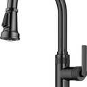 KRAUS Allyn Industrial Pull-Down Single Handle Kitchen Faucet in Spot-Free Black Stainless Steel, KPF-4102SFSB, 5"D x 11.25"W x 16.75"H
