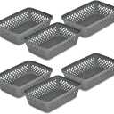 Glad Plastic Storage Basket Set - Multipurpose Drawer Trays, Kitchen Pantry Containers, and Bathroom Bins - 6 Pack Medium Organizers, Grey