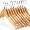 Nature Smile Wooden Coat Hangers Wood Shirt Dress Jacket Clothes Hangers with Extra Smooth Finish, 360 Degree Swivel Hook(10pcs Natural)