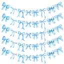 Pasimy 5Pcs Blue Bow Garland Banner Coquette Bow Birthday Party Decoration Ribbon Garland for Women Baby Shower Gender Reveal Wedding Bridal Engagement Proposal Coquette Party Decoration Supplies