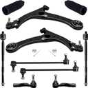 TUCAREST 10Pcs Suspension Kit Fit For 2005 2006 2007-2010 Sc-ion tC, Front Lower Control Arm w/Ball Joint + Outer Inner Tie Rod + Sway Bar + Boots [# MS86126 MS86127 K623913 K80230 EV800096 ES3655]