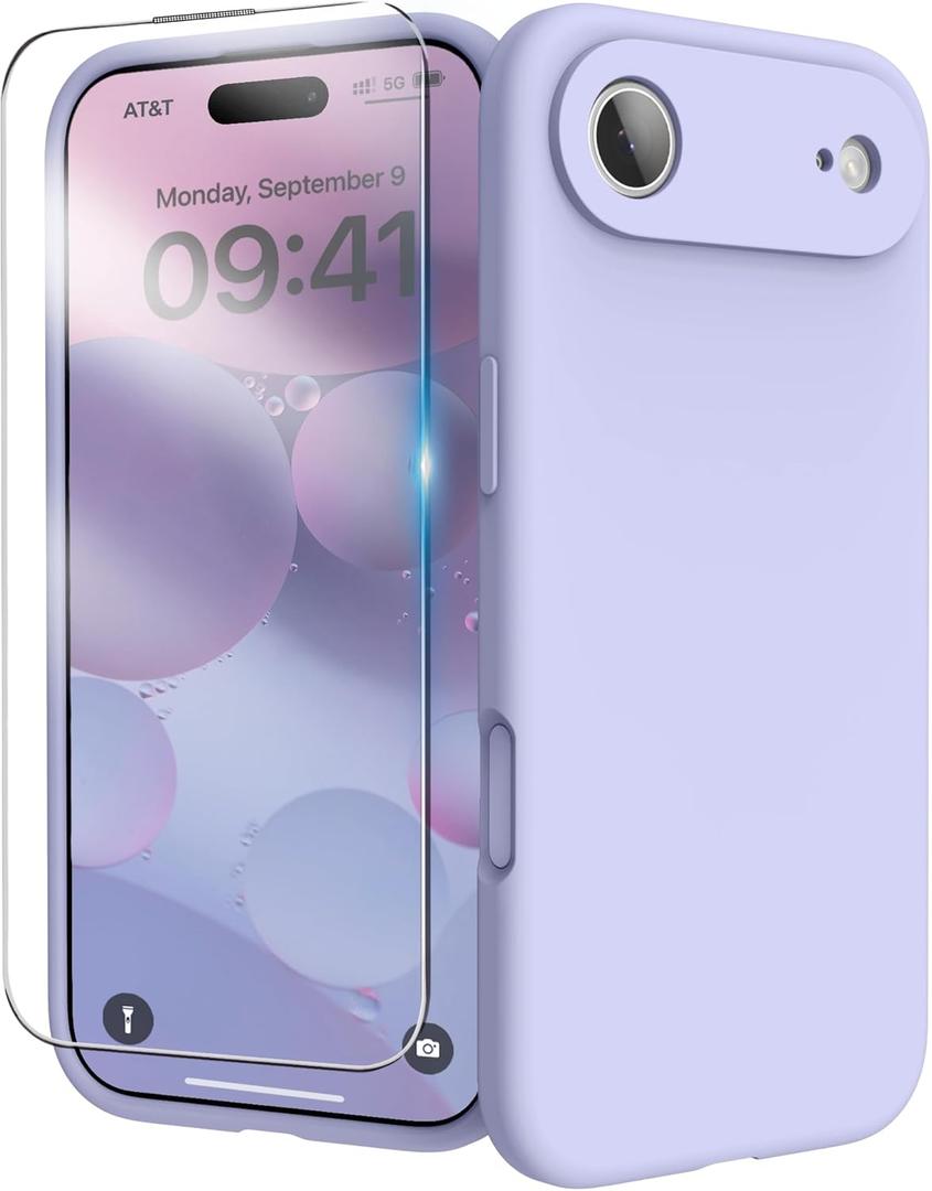 for iPhone Air Case, Liquid Silicone Cover with Camera Protection Anti-Scratch Soft Microfiber Lining Shockproof Protective Phone Case for iPhone Air 6.5", Lilac