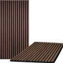 Wood Slat Wall Panels, Pack of 2 Acoustic Panels 46.46" 23.82", 3D Fluted Sound Absorbing Wall Panel for Home & Office Decor, Noise Reducing Interior Wall Treatment (Ebony)