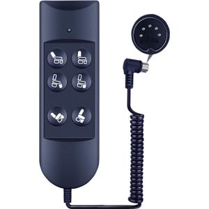 6 Button 5-Pin Plug Lift Chair Remote Control for Home Power Recline Hand Control Remote with Extension Cable Fit for Okin Dewert Limoss Golden Catnapper