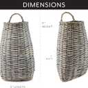 AuldHome Design Wall Hanging Pocket Basket; Woven Wicker Rustic Farmhouse Gray Washed Long Basket; 17 x 9 x 5 Inches