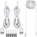 JACKYLED Extension Hanging Lantern Cord Cable 2-Pack 20ft UL 360W with E26 E27 Socket On/Off Button Pendant Lighting