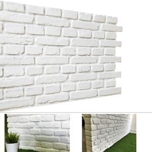 3D Wall Panels, Faux Brick Texture FRP Wall Paneling for Interior and Exterior Wall Decoration, Pack of 4 Tiles Realistic Brick Cladding 